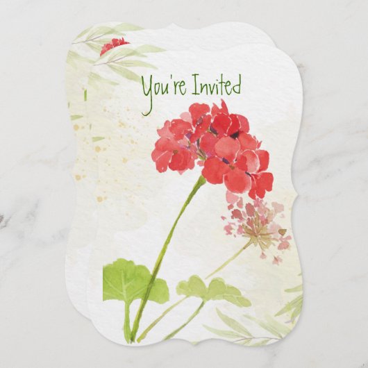 Invitation Mariage Anniversaire Geranium Garden Flower Invita (Devant / Derrière)