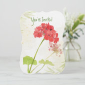 Invitation Mariage Anniversaire Geranium Garden Flower Invita (Debout devant)