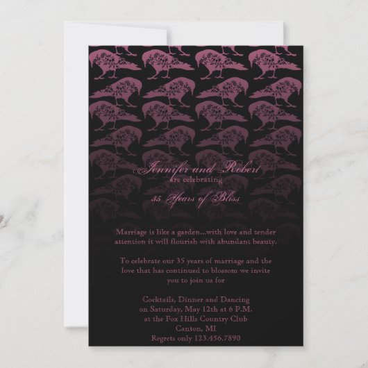 Invitation Mariage Anniversaire Gothique Purple Raven (Devant)