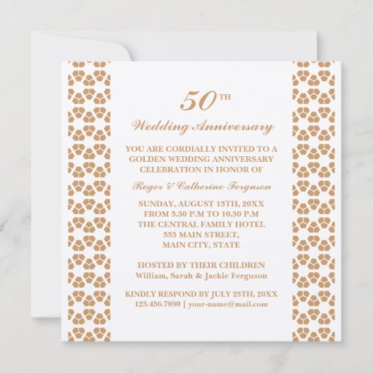 Invitation Mariage Anniversaire Motif Orné (Devant)