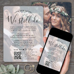 Invitation Mariage Anniversaire QR Code RSVP Nous faisons tou<br><div class="desc">Si des circonstances inattendues ont causé un report de votre réception de mariage, le premier anniversaire est une occasion parfaite de célébrer un an plus tard. Famille Invitation et amis à une soirée 1er anniversaire tout simplement élégante avec une élégante invitation moderne 2 photo tout en un avec code QR...</div>