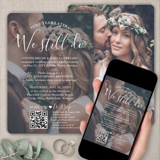 Invitation Mariage Anniversaire QR RSVP Nous faisons toujours