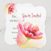 Invitation Mariage Anniversaire Red Poppy Garden Flower (Devant / Derrière)