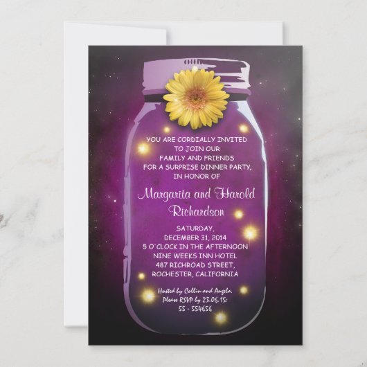 Invitation Mariage Anniversaire Rustique Pot de Maçon (Devant)