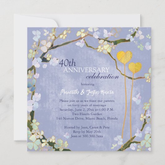 Invitation Mariage Anniversaire Rustique Poudre Bleue (Devant)