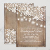 Invitation Mariage Anniversaire Rustique Toile de Jute et Gui (Devant / Derrière)