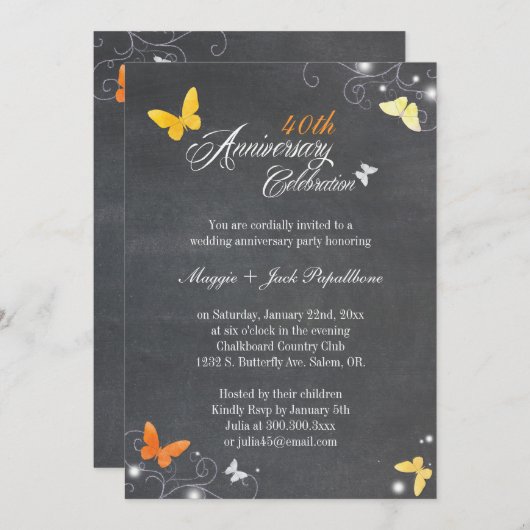 Invitation Mariage Anniversaire Tableau Noir Rétro (Devant / Derrière)