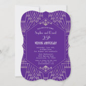 Invitation Mariage Anniversaire Violet Argent Gatsby (Devant)