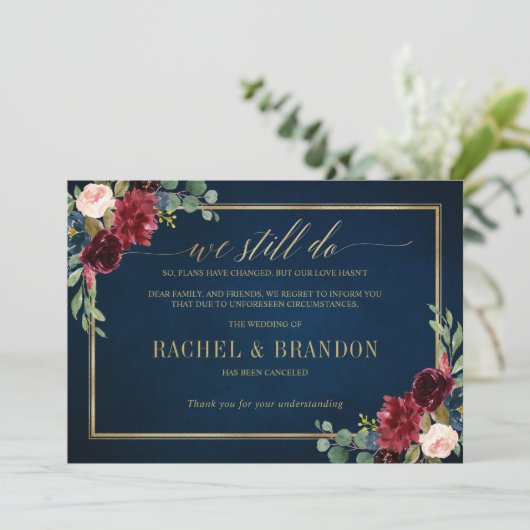 Invitation Mariage annulé report changement plans note (Debout devant)