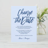 Invitation Mariage Annulé Reporté Glam Blue Glitter (Debout devant)