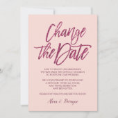 Invitation Mariage Annulé Reporté Paillettes Rose Violet (Devant)