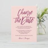 Invitation Mariage Annulé Reporté Paillettes Rose Violet (Debout devant)