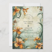 Invitation Mariage Antique aux Lys Botaniques (Devant)