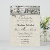 Invitation Mariage Antique Dentelle Lin Blanc Classique Joli (Debout devant)