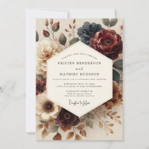 Invitation Mariage Antique Fleurie Bourgogne