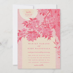 Invitation Mariage antique japonais rose cerisier en fleurs