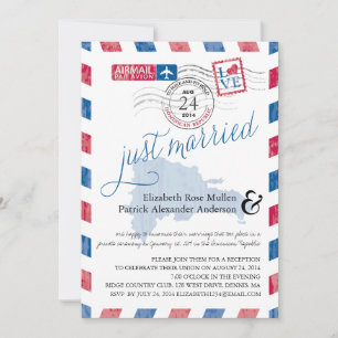 Invitation Mariage Antique par Avion Juste Mariés Après la Ré