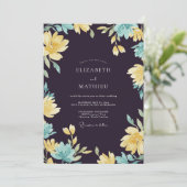Invitation Mariage Antique Prune Profond Doré Peint (Debout devant)