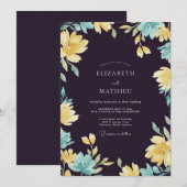 Invitation Mariage Antique Prune Profond Doré Peint (Devant / Derrière)
