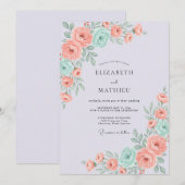 Invitation Mariage Antique Rose Menthe Corail (Devant / Derrière)