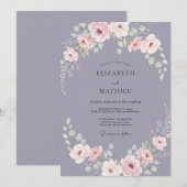Invitation Mariage Antique Rose Poussiéreuse (Devant / Derrière)