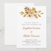 Invitation Mariage Antique Rustique Fleurs Blanches Douces (Devant / Derrière)