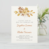 Invitation Mariage Antique Rustique Fleurs Douces Blanc Crème (Debout devant)