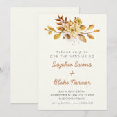 Invitation Mariage Antique Rustique Fleurs Douces Blanc Crème (Devant / Derrière)