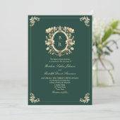 Invitation Mariage Antique Vert Émeraude (Debout devant)