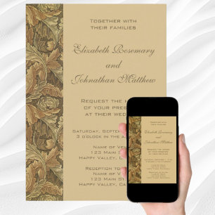 Invitation Mariage Antique Victorien Feuilles Chaudes d'Autom