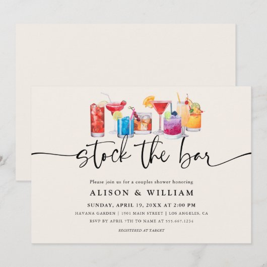 Invitation Mariage | Approvisionnez le Bar  (Devant / Derrière)