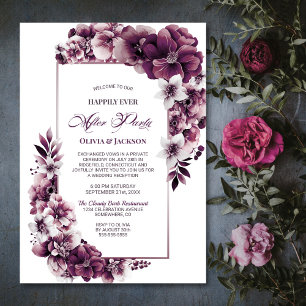Invitation Mariage Après La Fête Plum Rose Réception Florale