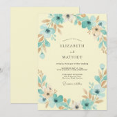 Invitation Mariage Aqua Beurre Feuillage Sage (Devant / Derrière)
