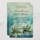 Invitation Mariage Aqua Blue Tropical Palm Trees (Devant / Derrière)