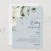 Invitation Mariage Aqua Blue White Hydrangeas (Devant)