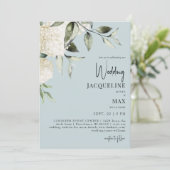 Invitation Mariage Aqua Blue White Hydrangeas (Debout devant)