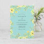 Invitation Mariage Aqua Citron Renoncule Eucalyptus (Debout devant)