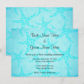 Invitation Mariage Aqua et Starfish Turquoise. (Devant / Derrière)