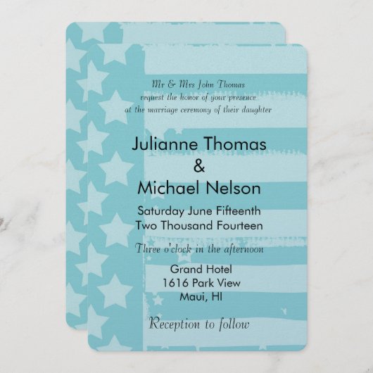 Invitation Mariage Aqua Flag (Devant / Derrière)