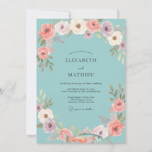 Invitation Mariage Aqua Fleur de Corail