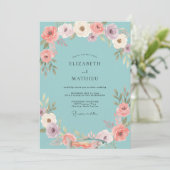 Invitation Mariage Aqua Fleur de Corail (Debout devant)