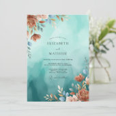 Invitation Mariage Aqua Fleur de Cuivre (Debout devant)