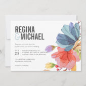 Invitation Mariage aqua Fleur sauvage (Devant)