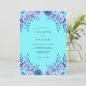 Invitation Mariage Aqua Floraison Éthérée (Debout devant)