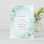 Invitation Mariage Aqua Gentle Bloom (Debout devant)