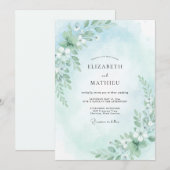 Invitation Mariage Aqua Gentle Bloom (Devant / Derrière)