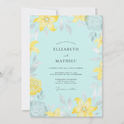 Invitation Mariage Aqua Lemon Lily (Devant)