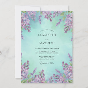 Invitation Mariage Aqua Lilas Poussiéreux Wisteria