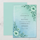 Invitation Mariage Aqua Menthe Eucalyptus (Devant / Derrière)