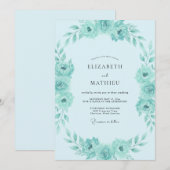 Invitation Mariage Aqua Menthe Feuillage Doux Eucalyptus (Devant / Derrière)